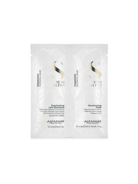 Product Alfaparf Milano Semi Di Lino Diamond Illuminating Low Shampoo & Mask 2x10ml - Gift base image