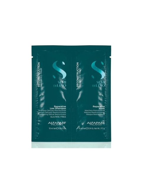 Product Alfaparf Milano Semi Di Lino Reconstruction Reparative Low Shampoo & Mask 2x10ml - Gift base image