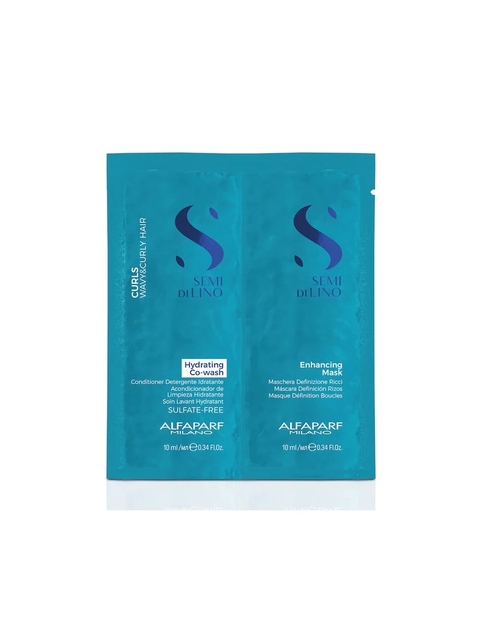 Product Alfaparf Milano Semi Di Lino Curls Hydrating Co-Wash & Enhancing Mask 2x10ml - Gift base image