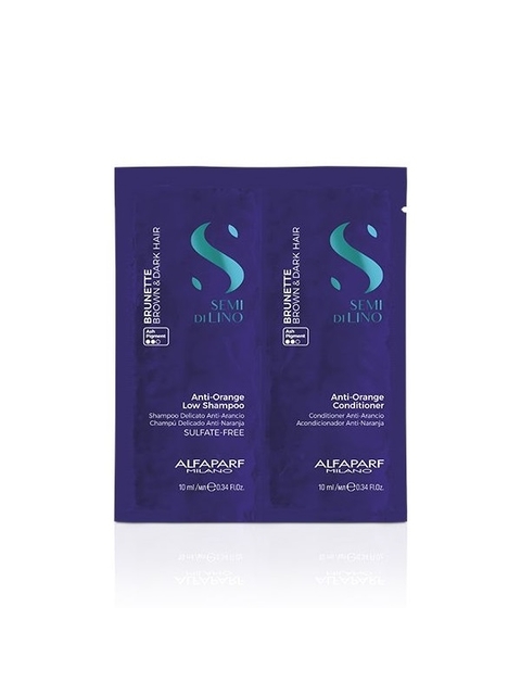 Product Alfaparf Milano Semi Di Lino Brunette Anti-Orange Low Shampoo & Conditoner 2x10ml - Gift base image