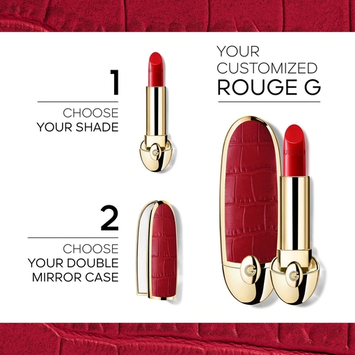 Product Rouge G The Timeless The Double Mirror Jewel Case - Le Croco - The Customizable Ultra-Care Lipstick Case base image