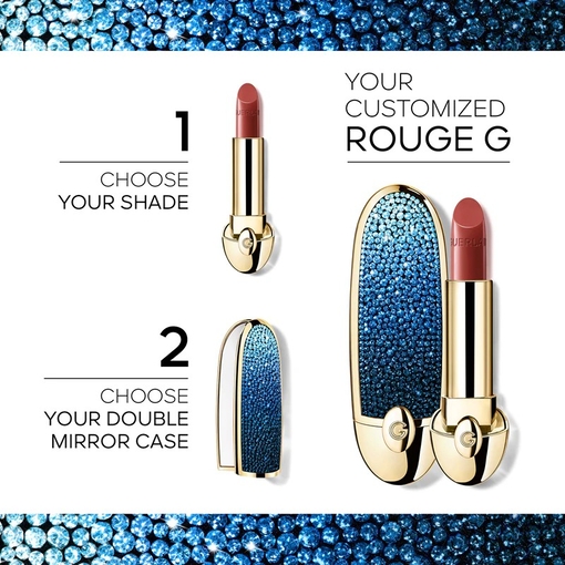 Product Rouge G L’Heure Bleue The Double Mirror Jewel Case - Bleu Astral - The Customizable Ultra-Care Lipstick Case - Limited Edition base image