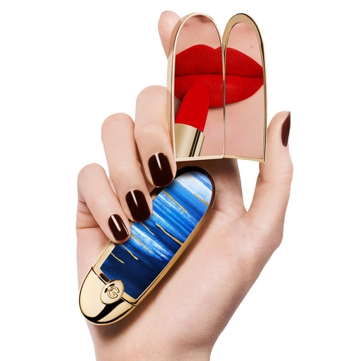 Product Rouge G L’Heure Bleue The Double Mirror Jewel Case - Bleu Rêverie - The Customizable Ultra-Care Lipstick Case - Limited Edition base image