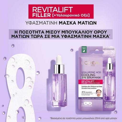 Product Revitalift Filler Cooling Hyaluronic Acid + Caffeine Eye Serum Tissue Mask 11g base image