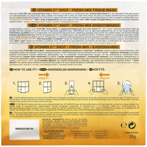 Product Garnier Skin Active Vitamin C Shot Fresh-Mix Tissue Mask 33g base image