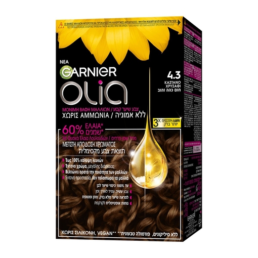 Product Olia Ammonia Free Permanent Hair Dye No.4.3 Dark Golden Brown 60g base image