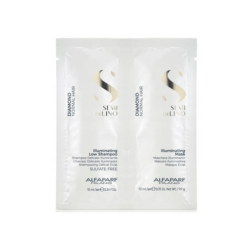 Product Alfaparf Milano Semi Di Lino Diamond Illuminating Low Shampoo & Mask 2x10ml - Gift base image