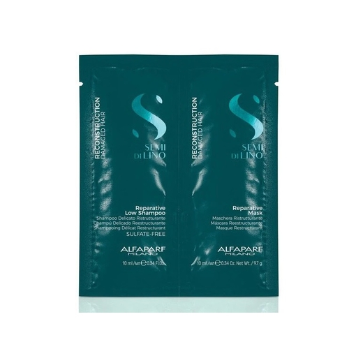 Product Alfaparf Milano Semi Di Lino Reconstruction Reparative Low Shampoo & Mask 2x10ml - Gift base image