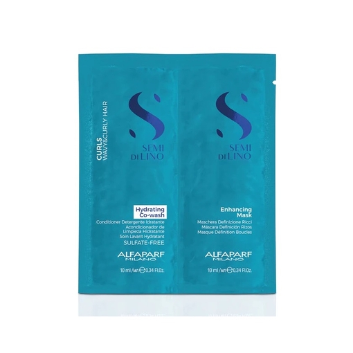 Product Alfaparf Milano Semi Di Lino Curls Hydrating Co-Wash & Enhancing Mask 2x10ml - Gift base image