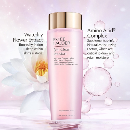 Product Soft Clean Infusion Hydrating Essence Lotion with Amino Acid + Waterlily 400ml base image